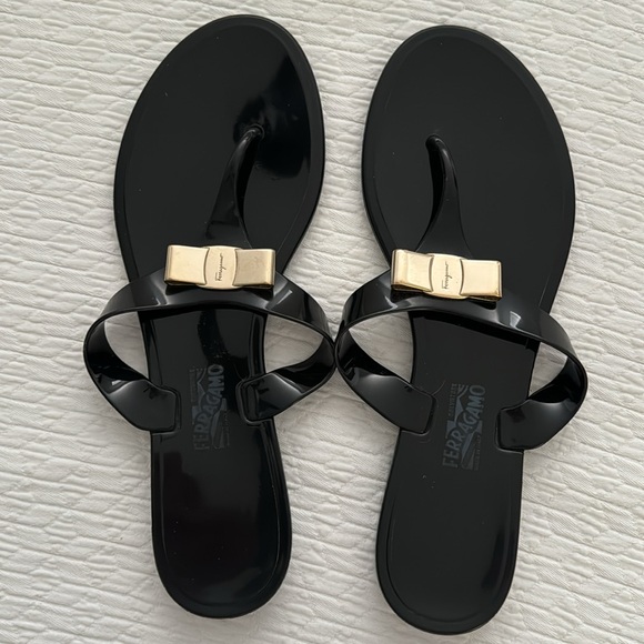 Ferragamo Black Rubber Sandal - Picture 2 of 5